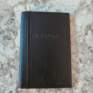 Black Leather Passport Holder